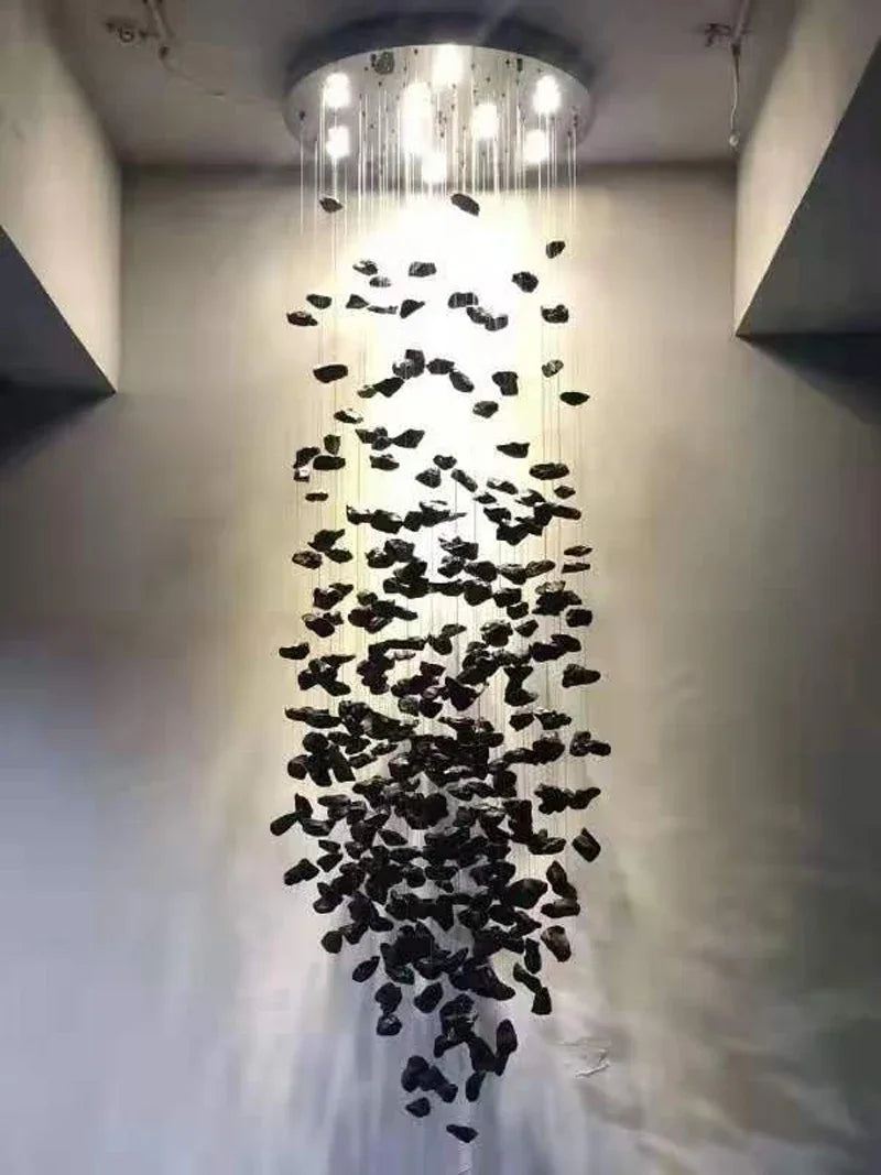 DecorBites™ Luxe Crystal Chandelier: Modern Staircase & Lobby LED Lighting with Long Hallway Design