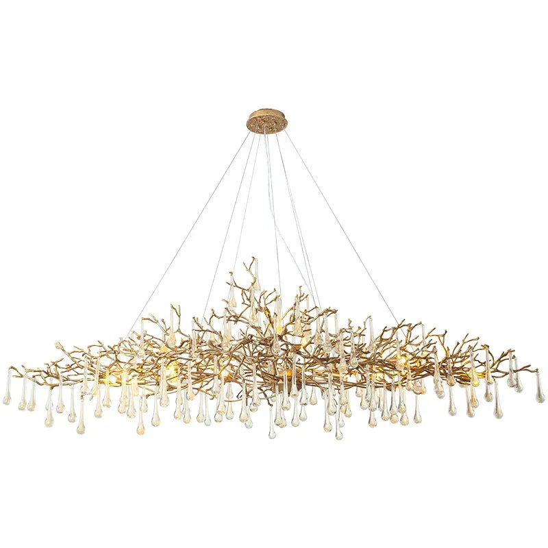 DecorBites™ LED Branch Crystal Chandelier Copper Suspension Lights Luxe Ceiling Pendant