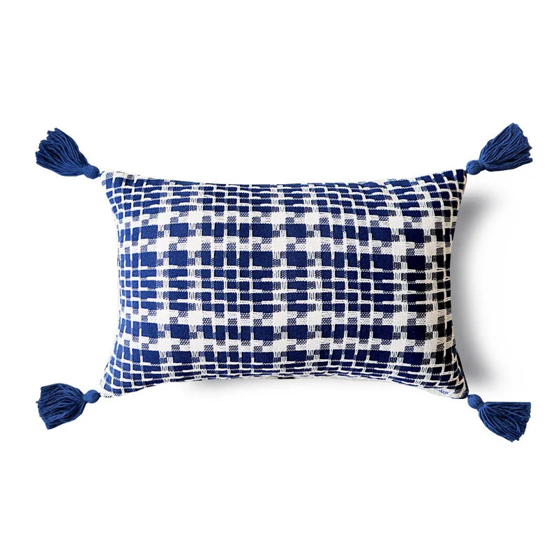 DecorBites™ Luxe Blue Tufted Pillowcase Embroidered Decor for Home Sofa 45x45cm 30x50cm