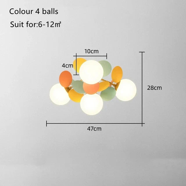 DecorBites™ Kids LED Ceiling Light: Iron Sheet Glass Chandelier