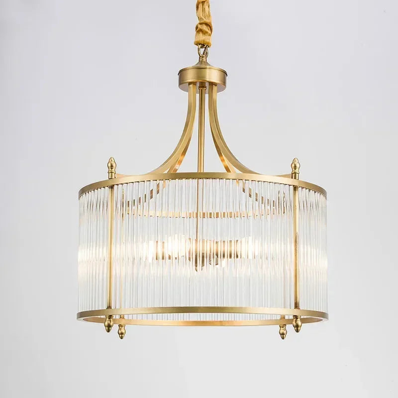 DecorBites™ Golden Copper Glass Chandelier LED Ceiling Pendant Light