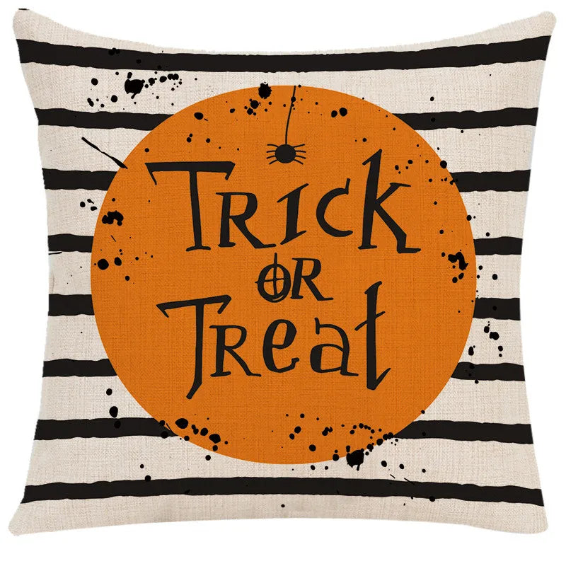 DecorBites™ Halloween Linen Cushion Cover for Living Room Decor and Sofa - Trick or Treat