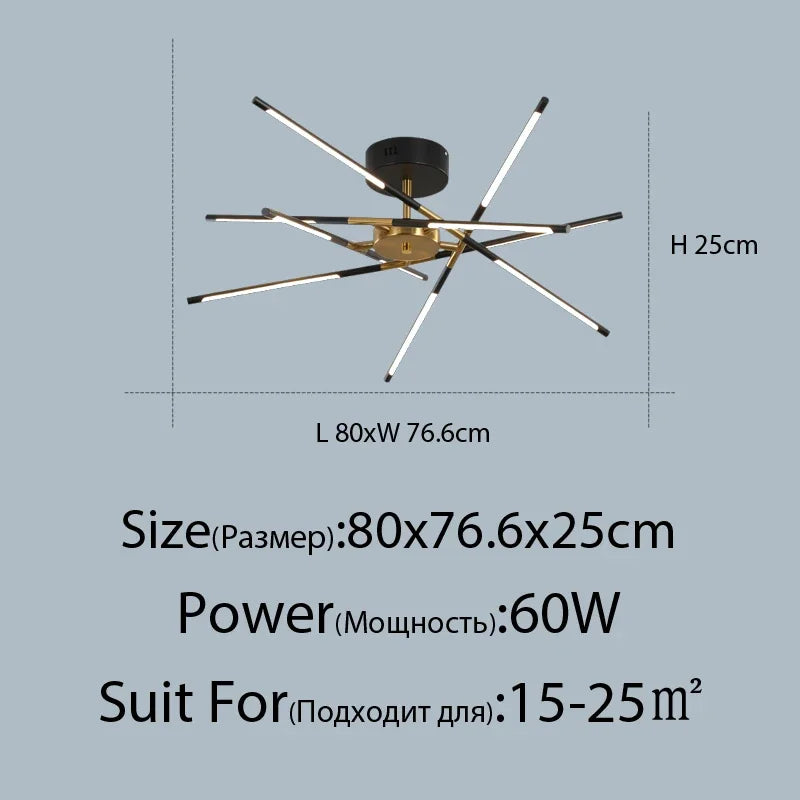 DecorBites™ Linen Ceiling Chandelier: Black Gold Pendant Lamp for Home, Office, or Restaurant