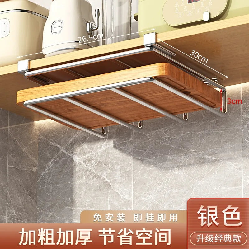 DecorBites™ Kitchen Rack: Cupboard Paper Towel Rags Hanger with Hooks