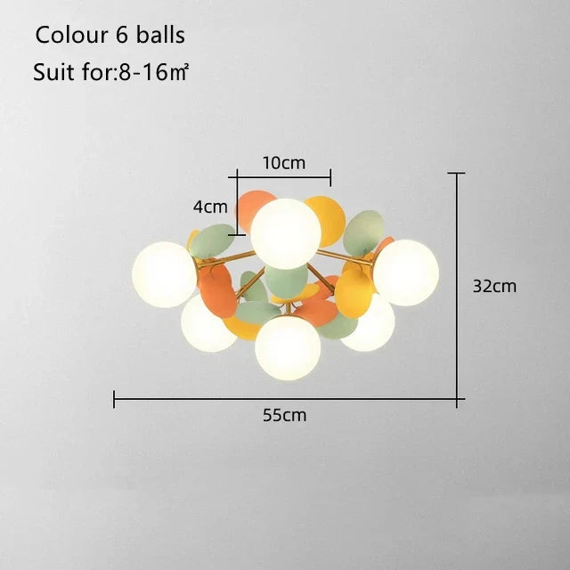 DecorBites™ Kids LED Ceiling Light: Iron Sheet Glass Chandelier