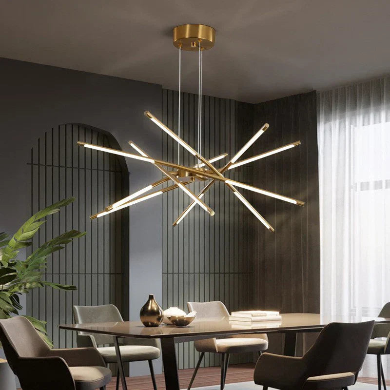 DecorBites™ Linen Ceiling Chandelier: Black Gold Pendant Lamp for Home, Office, or Restaurant