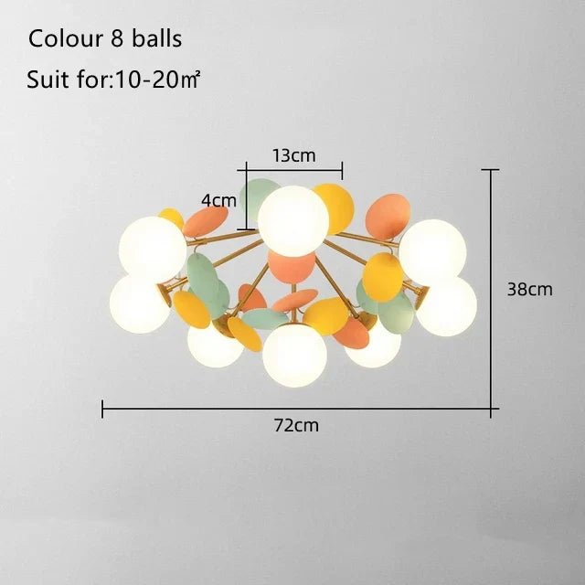 DecorBites™ Kids LED Ceiling Light: Iron Sheet Glass Chandelier