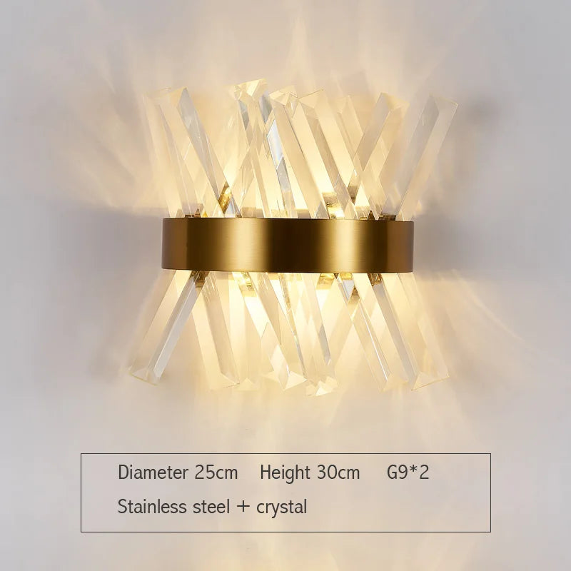 DecorBites™ Gold Crystal Wall Lights: Modern LED Sconce for Bedroom, Living Room & Bathroom