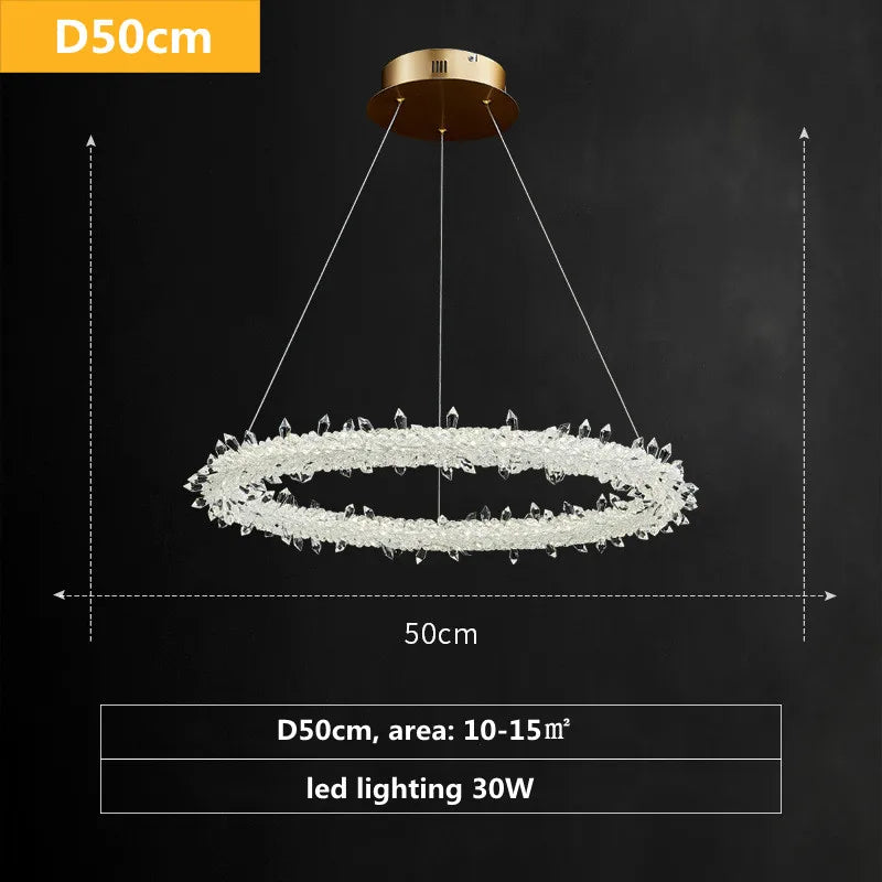 DecorBites™ Luxe Crystal Circle LED Pendant Light - Dimmable Art Deco Style