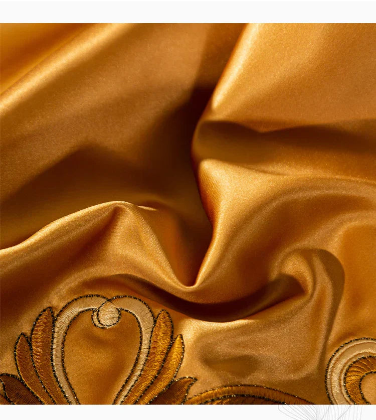 DecorBites™ Luxe Brocade Cotton Embroidered Bedding Set - Quilt Cover Bed Linen Bedspread