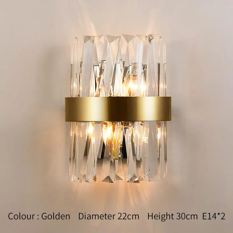 DecorBites™ Gold Crystal Wall Lights: Modern LED Sconce for Bedroom, Living Room & Bathroom