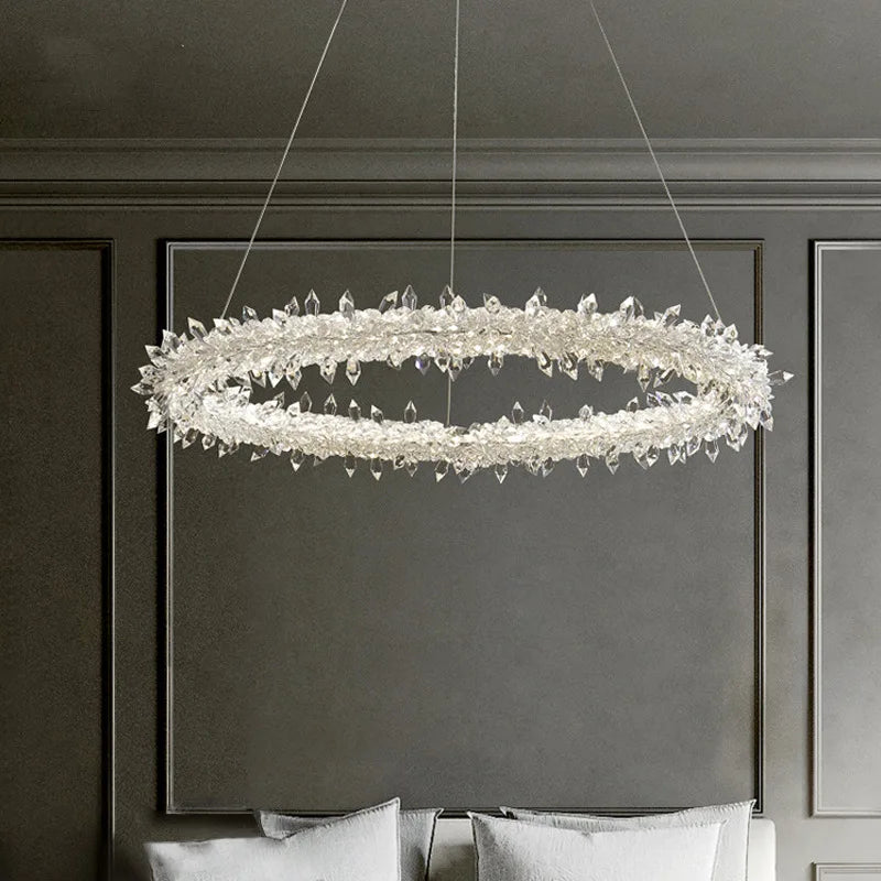 DecorBites™ Luxe Crystal Circle LED Pendant Light - Dimmable Art Deco Style