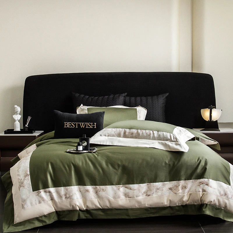 DecorBites™ Luxe Egyptian Cotton Bedding Set - Full Queen King Duvet Cover Flat Sheet Pillowcases