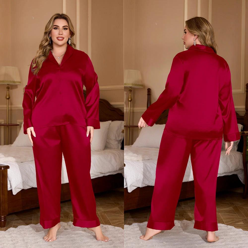 Women's Plus Size Cardigan Ice Silk Pajamas