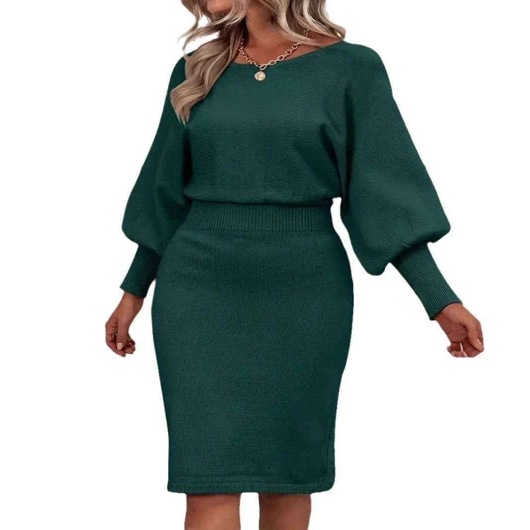 Sheath Plus Size Women's Long Sleeve Temperament Dress