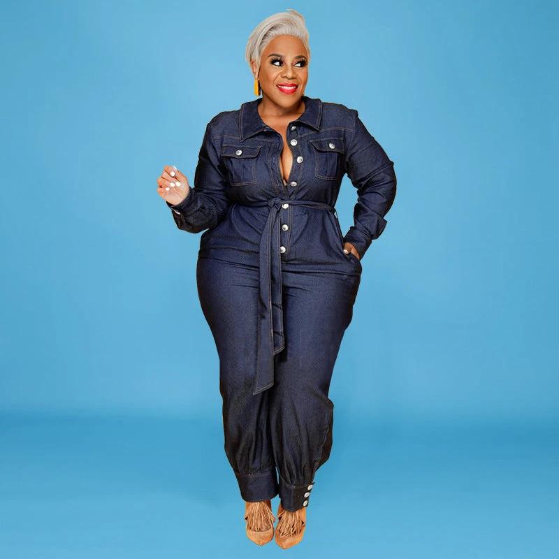 Romper Plus Size Women Denim Jumpsuit