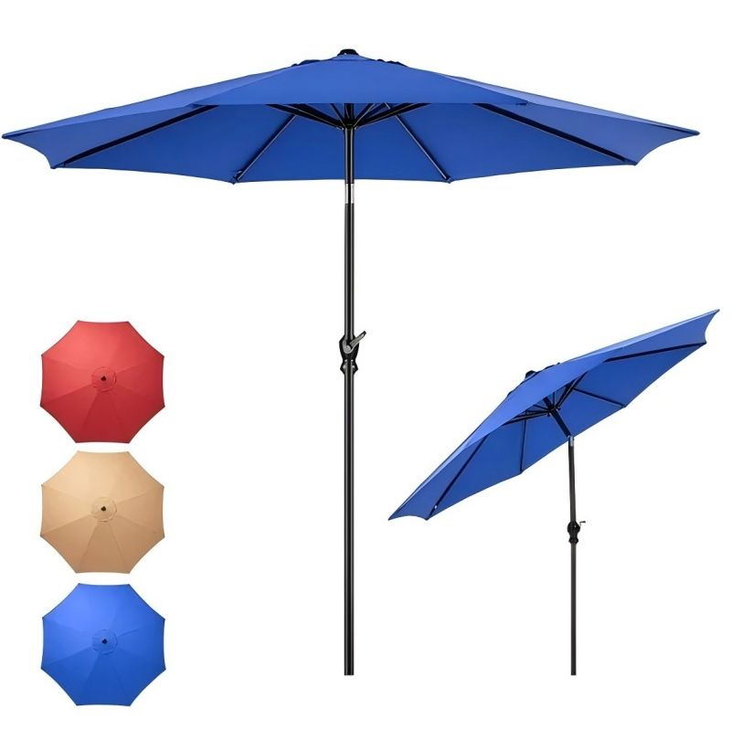 9' Red Crank Lift and 3 Position Tilt Patio Umbrella