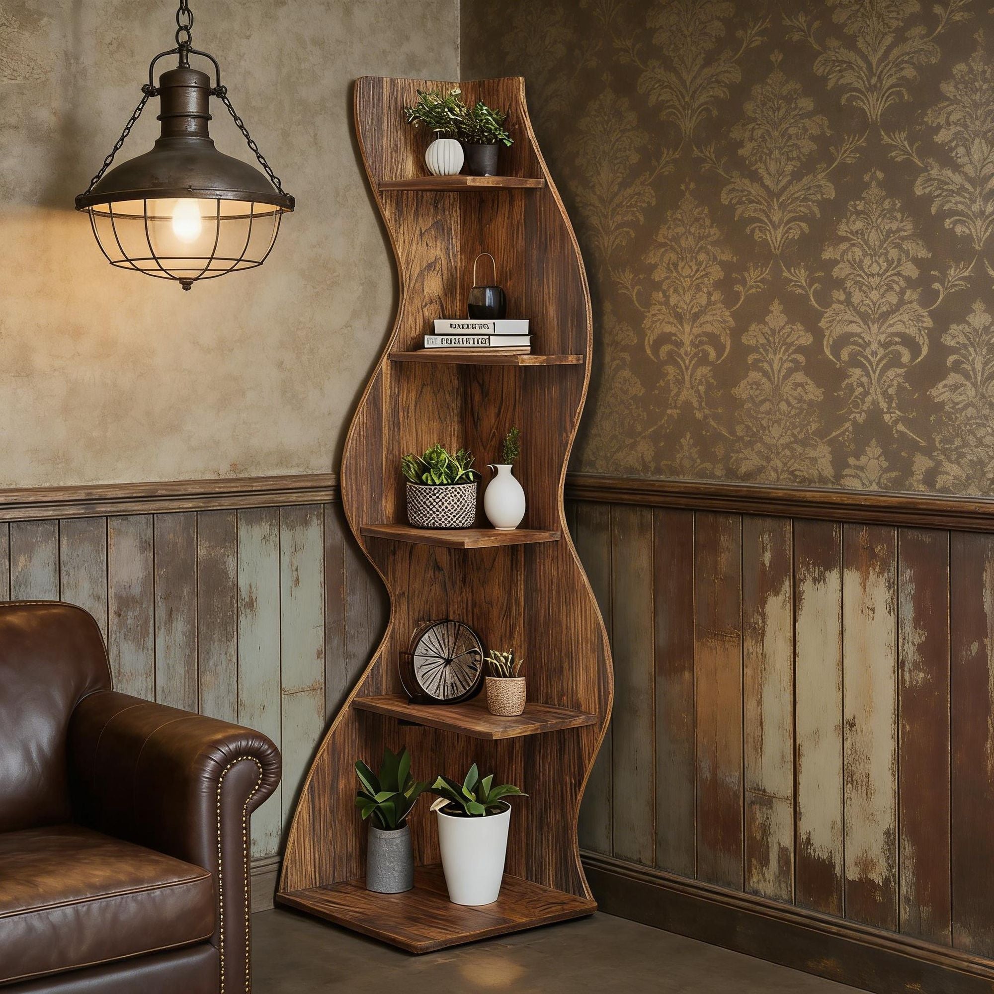 Modern Wall Corner Bookshelf Bookcase