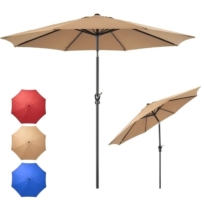 9' Red Crank Lift and 3 Position Tilt Patio Umbrella