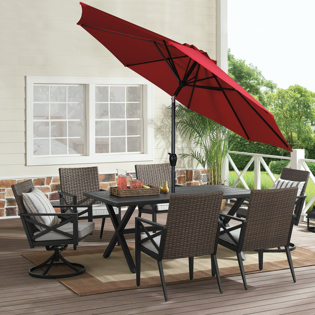 9' Red Crank Lift and 3 Position Tilt Patio Umbrella
