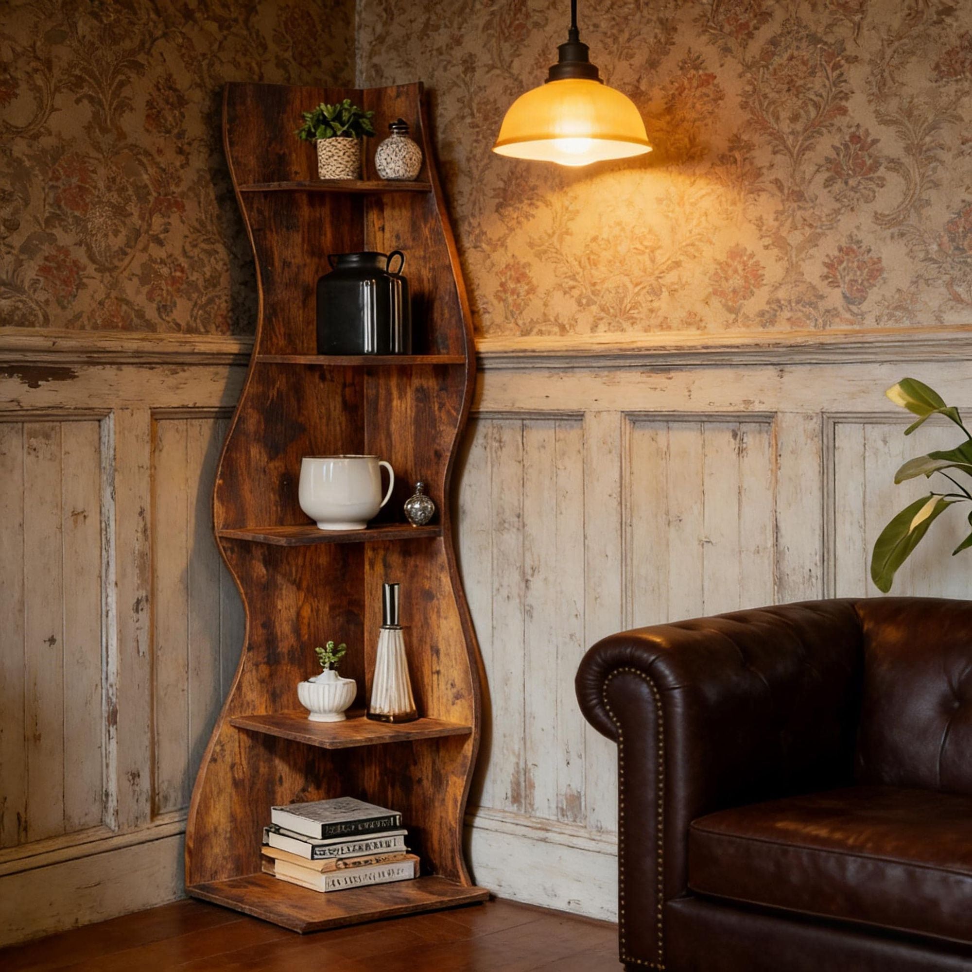 Modern Wall Corner Bookshelf Bookcase