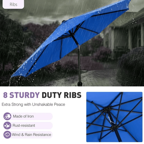 9' Red Crank Lift and 3 Position Tilt Patio Umbrella