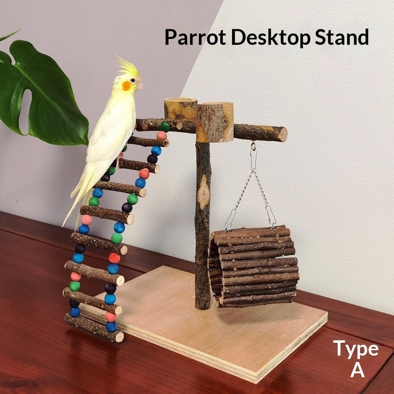 Solid Wood Parrot Stand Training Rack